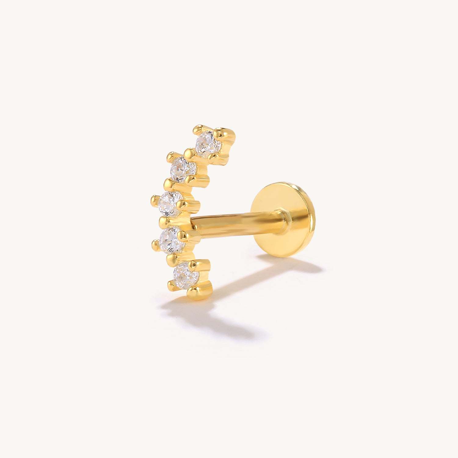 S925 Arch CZ Threaded Ear Piercing Stud-Olarajewelry