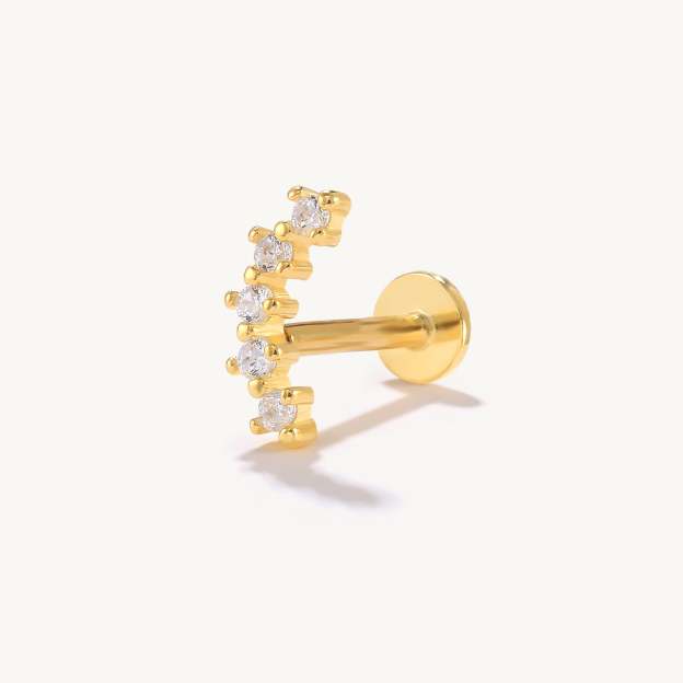 S925 Arch CZ  Threaded Ear Piercing Stud-Olarajewelry