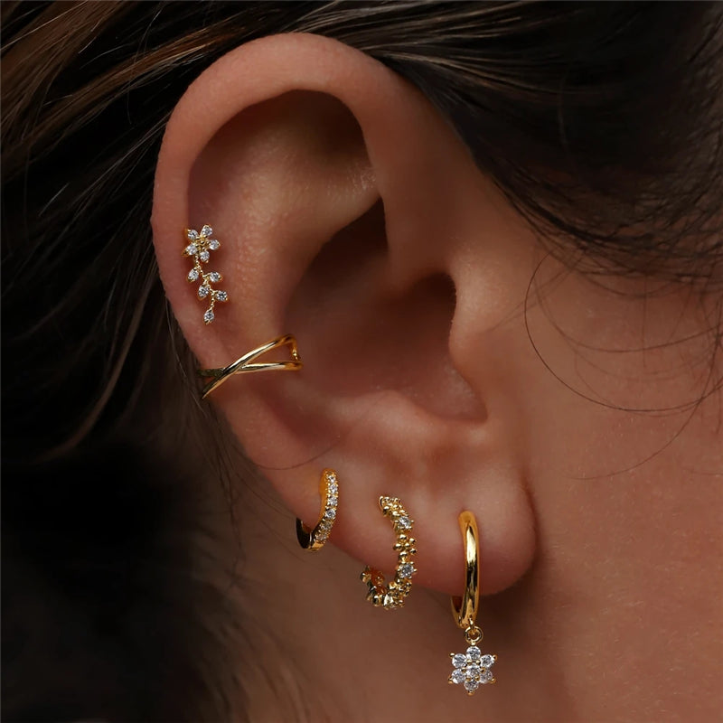 S925 Dainty Mini Flower Ear Piercing Stud-Olarajewelry