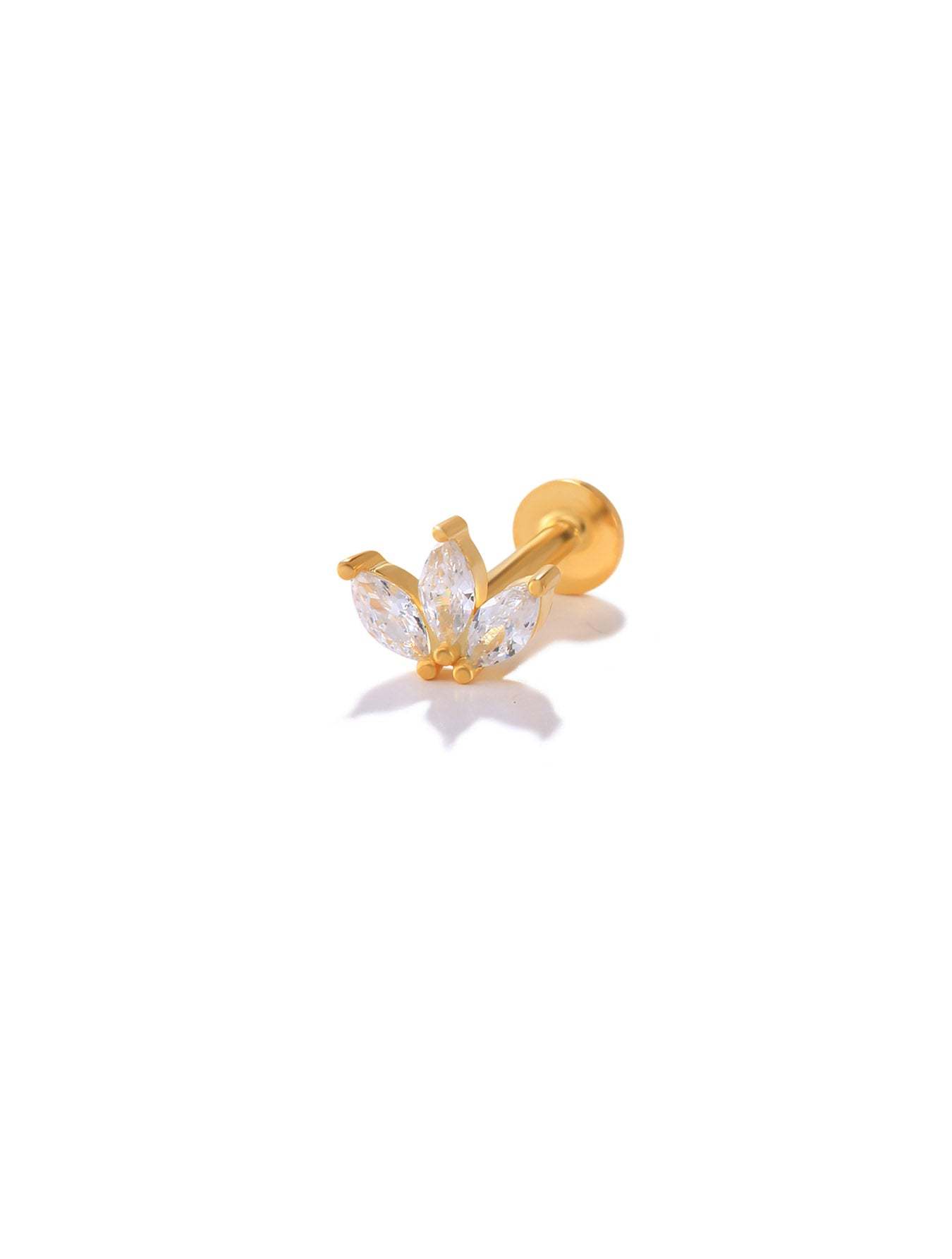 S925 Crown Zircon Heart Elegant Piercing Earring-Olarajewelry