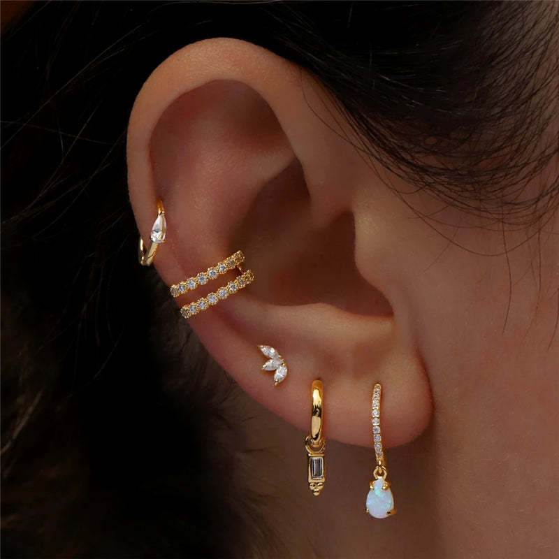 S925 Crown Zircon Ear Piercing Stud-Olarajewelry