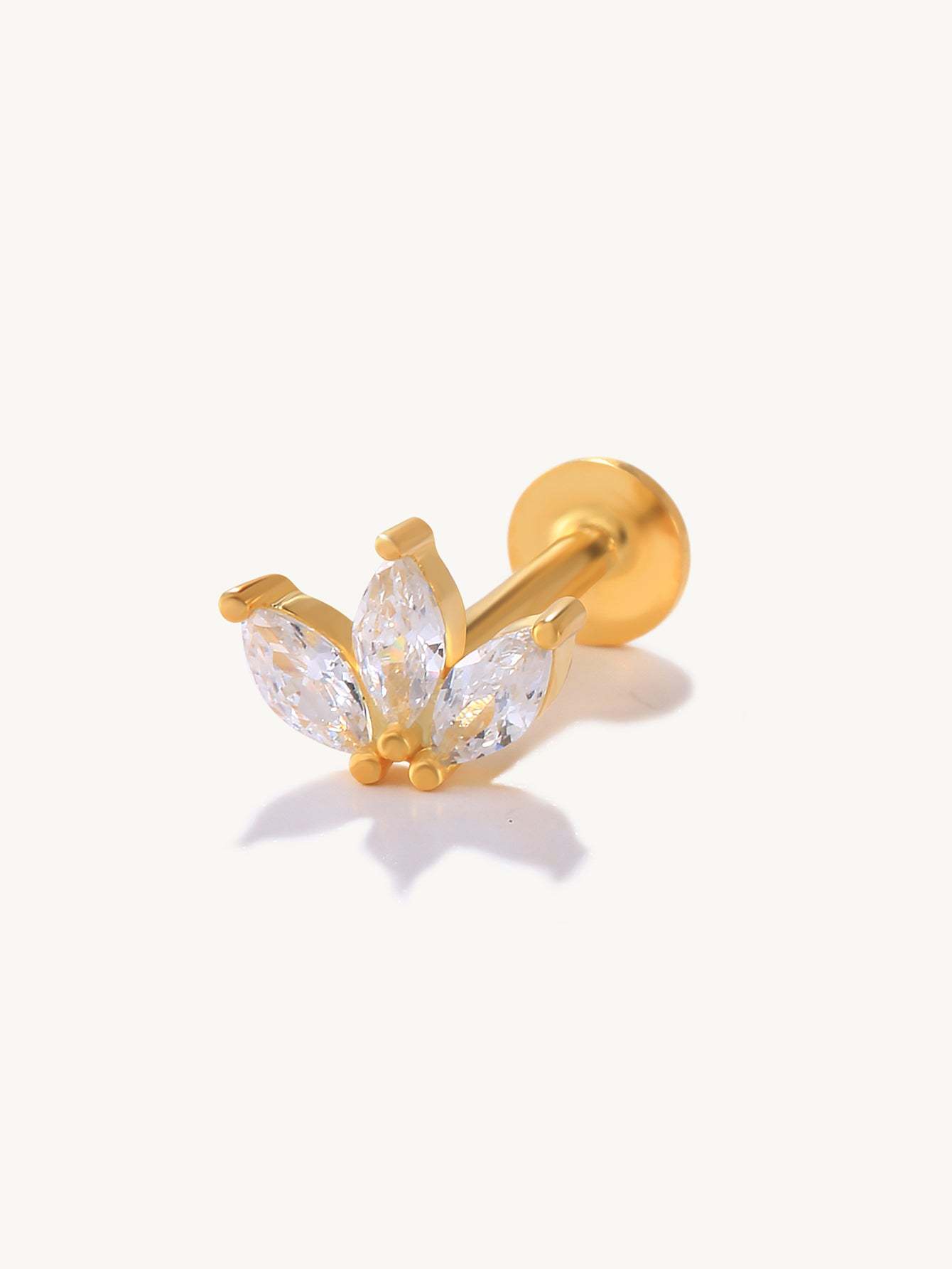 S925 Crown Zircon Ear Piercing Stud-Olarajewelry