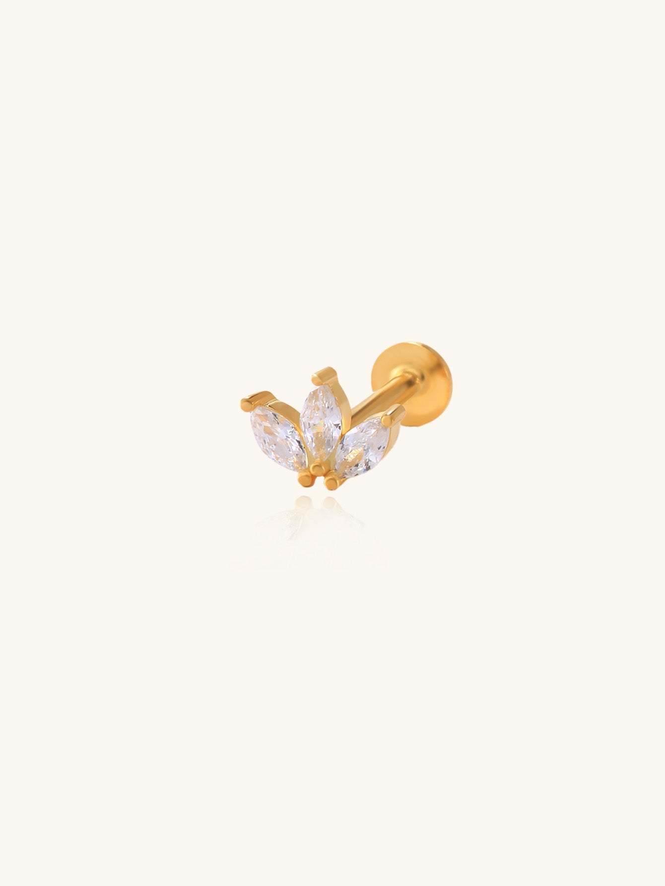 S925 Crown Zircon Ear Piercing Stud-Olarajewelry