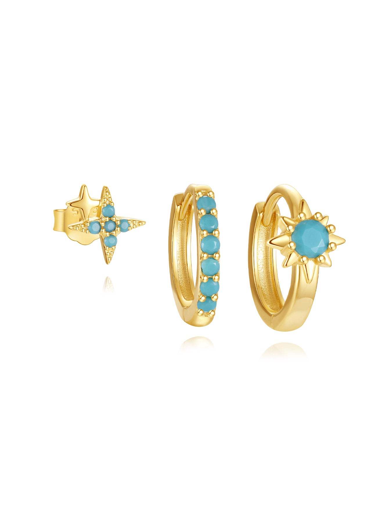 S925 Turquoise Versatile Earrings Stud Set-Olarajewelry