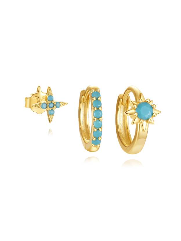 S925 Turquoise Versatile Earrings Stud Set-Olarajewelry
