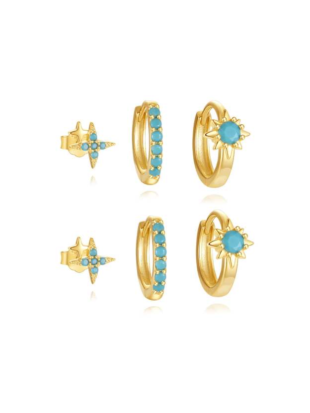 S925 Turquoise Versatile Earrings Stud Set-Olarajewelry