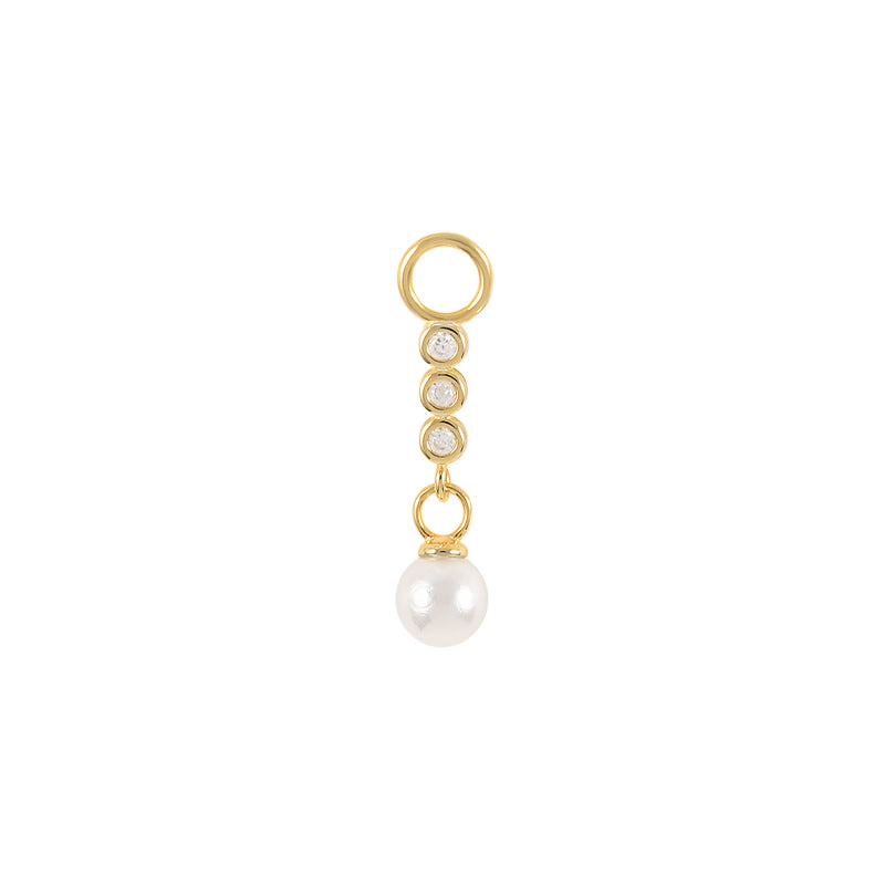 Olara Vertical Pearl Zircon Earring Pendant Accessories-Olarajewelry
