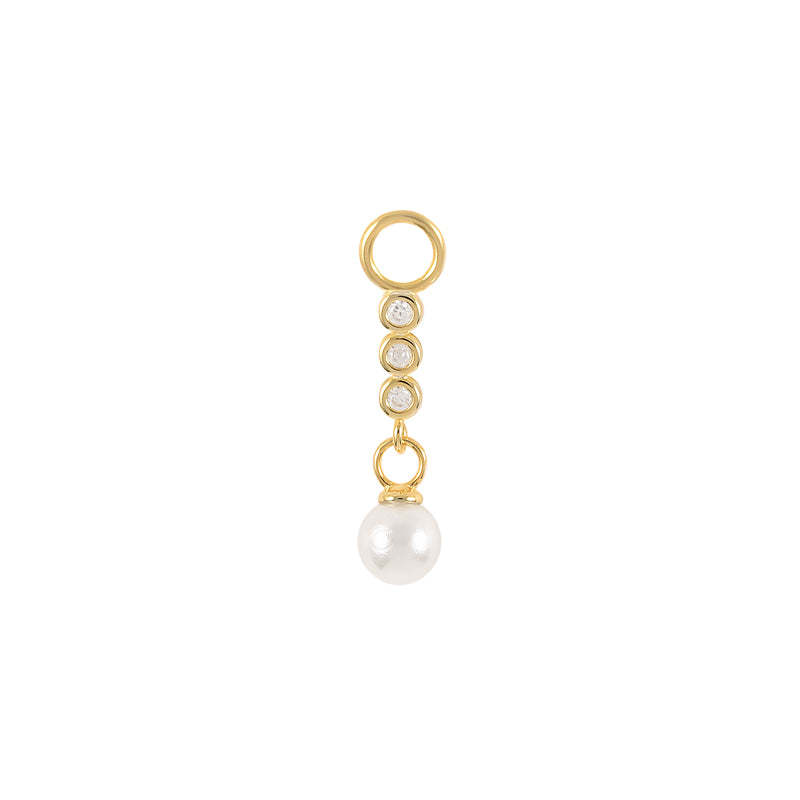 Olara Vertical Pearl Zircon Earring Pendant Accessories-Olarajewelry