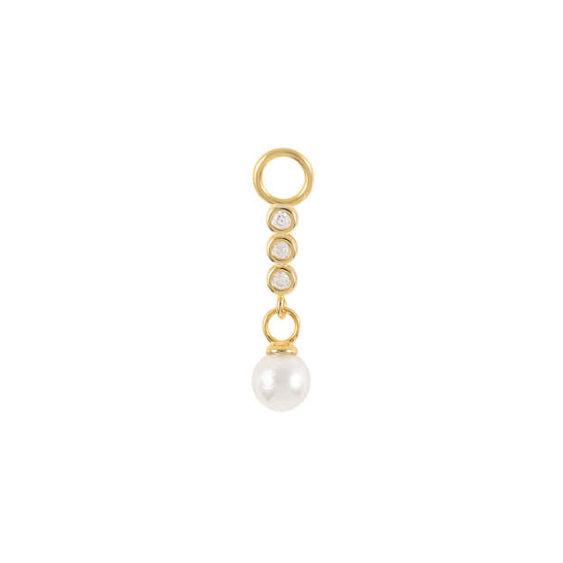 Olara Vertical Pearl Zircon Earring Pendant Accessories-Olarajewelry