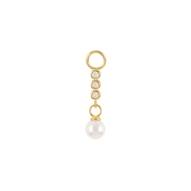 Olara Vertical Pearl Zircon Earring Pendant Accessories-Olarajewelry