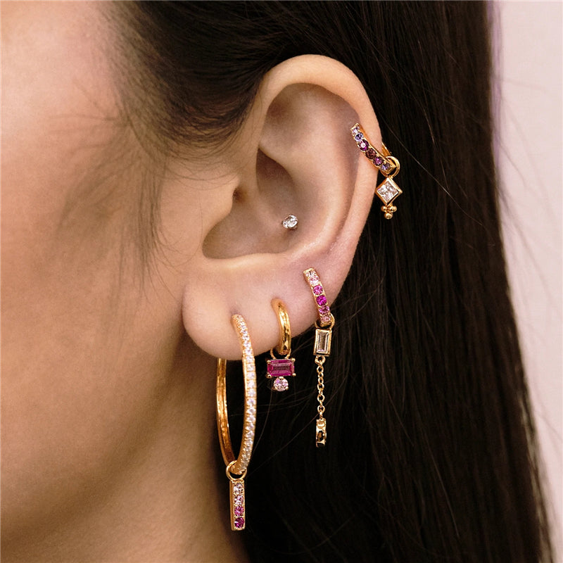 Olara Ruby Zircon Earring Pendant Accessories-Olarajewelry
