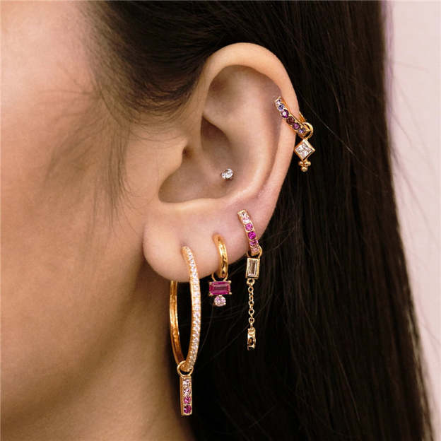 Olara Ruby Zircon Earring Pendant Accessories-Olarajewelry
