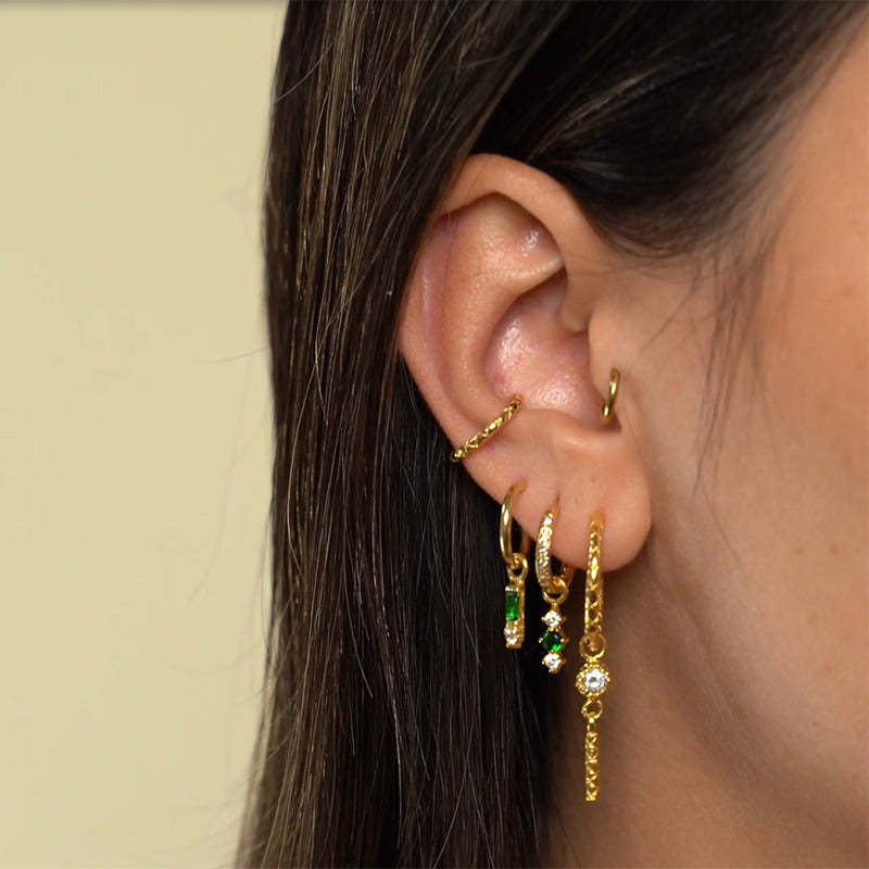 Olara Round GreenZircon Drop Earring Charms-Olarajewelry