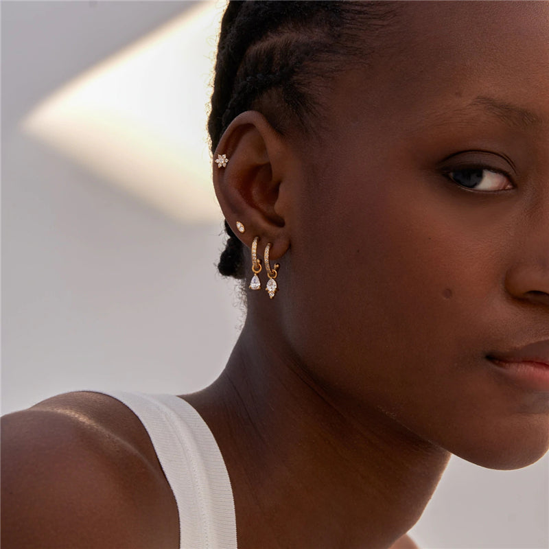 Olara Water Drop White Zircon Drop Earring Charms-Olarajewelry