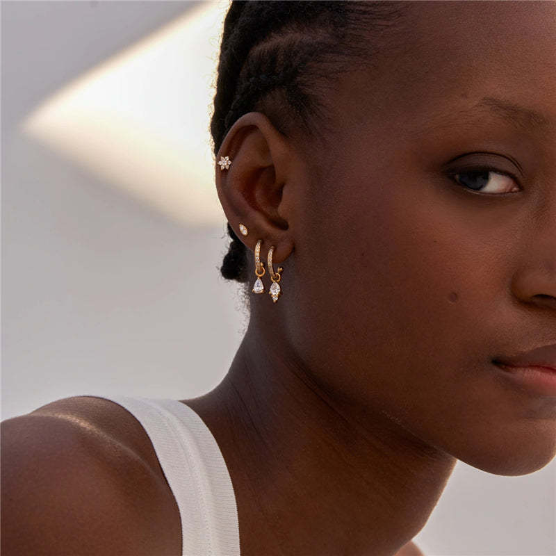Olara Water Drop White Zircon Drop Earring Charms-Olarajewelry