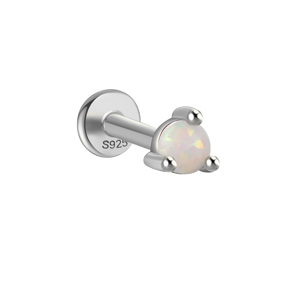 S925 Solitaire Round Opal Ear Piercing Stud-Olarajewelry