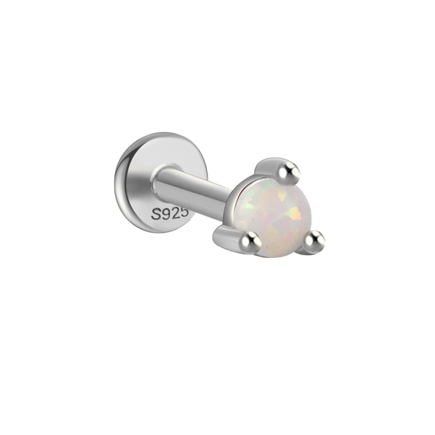 S925 Solitaire  Round Opal Ear Piercing Stud-Olarajewelry
