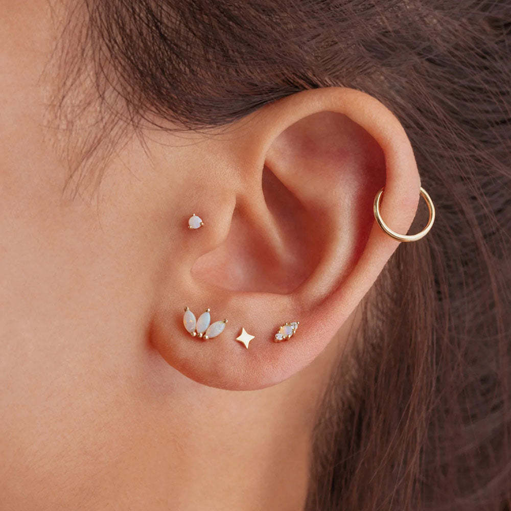 S925 Solitaire Round Opal Ear Piercing Stud-Olarajewelry