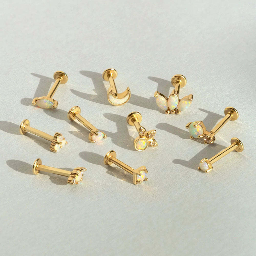 S925 Solitaire Round Opal Ear Piercing Stud-Olarajewelry