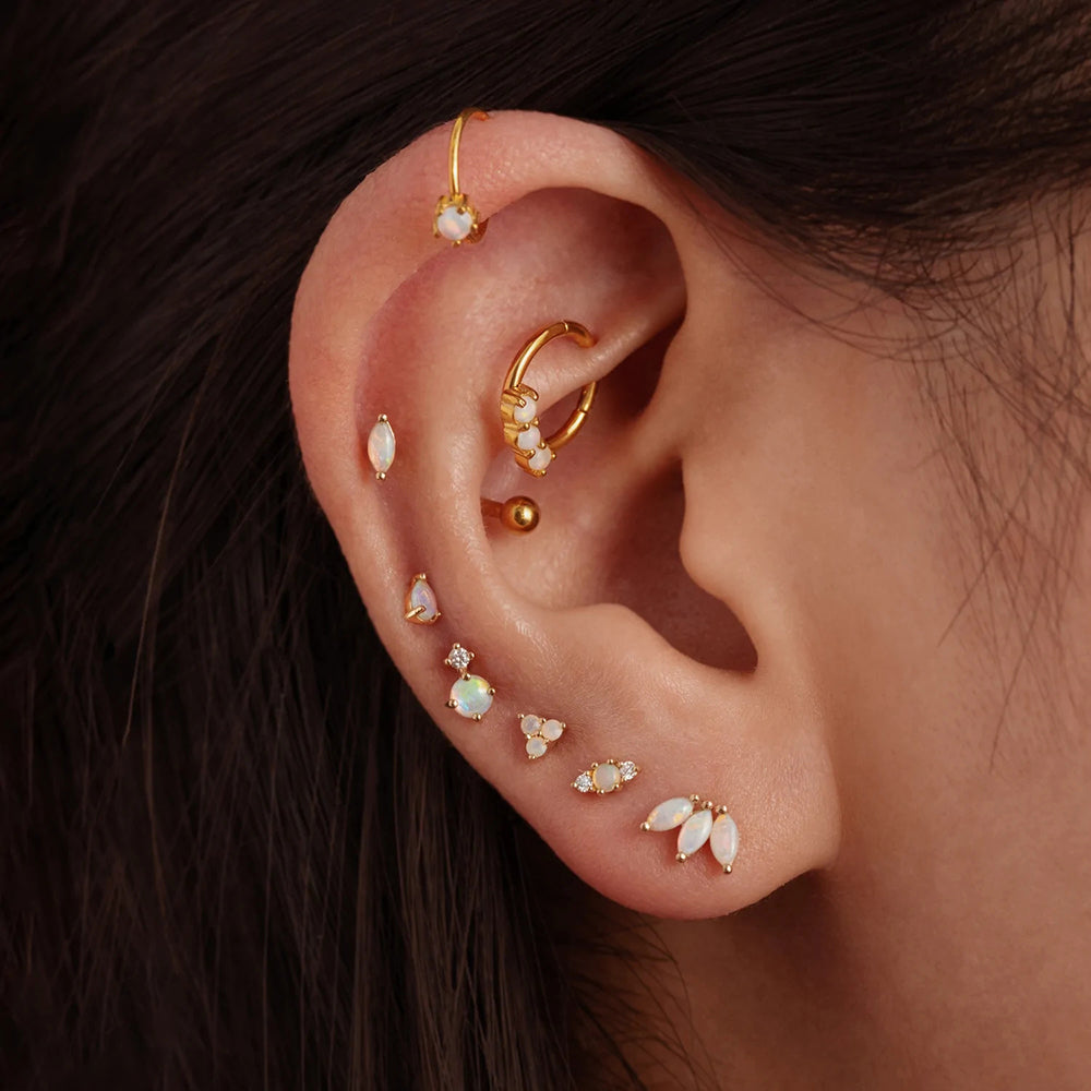 Opal Drop Threaded Ear Piercing Stud-Olarajewelry