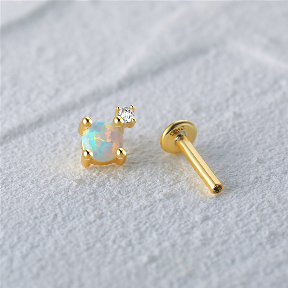 Opal Drop Threaded Ear Piercing Stud-Olarajewelry