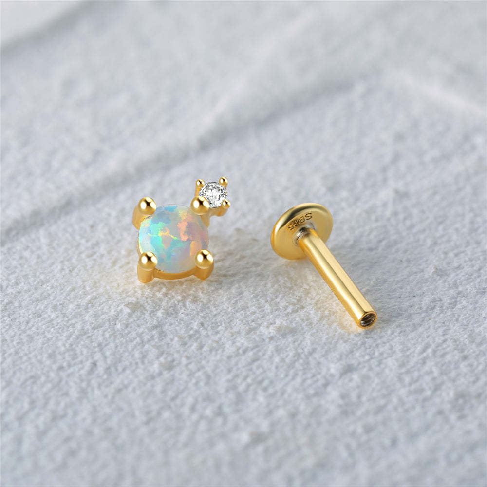 Opal Drop Threaded Ear Piercing Stud-Olarajewelry
