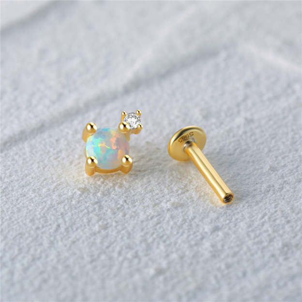 Opal Drop Threaded Ear Piercing Stud-Olarajewelry