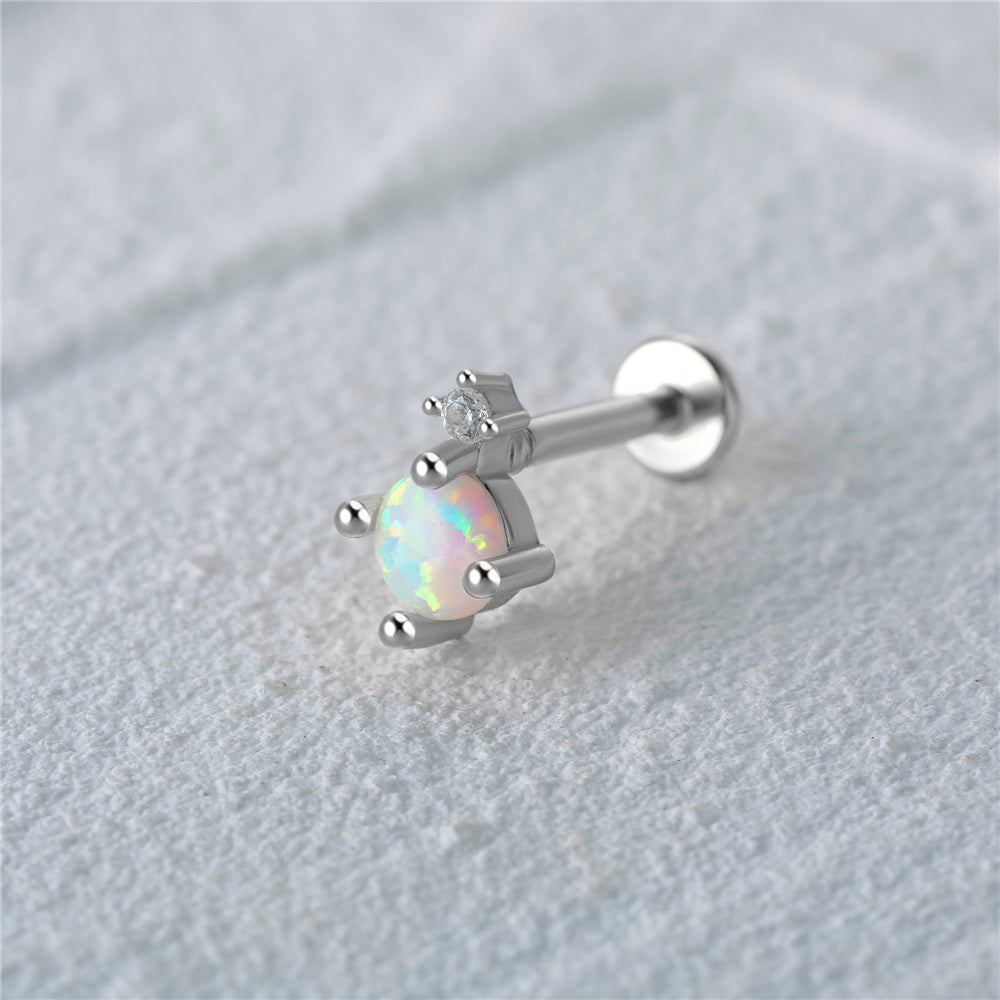 Opal Drop Threaded Ear Piercing Stud-Olarajewelry