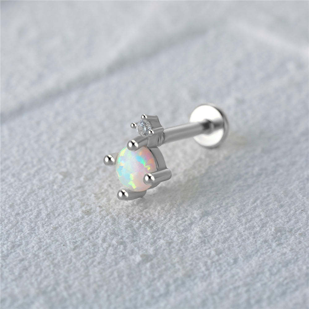 Opal Drop Threaded Ear Piercing Stud-Olarajewelry