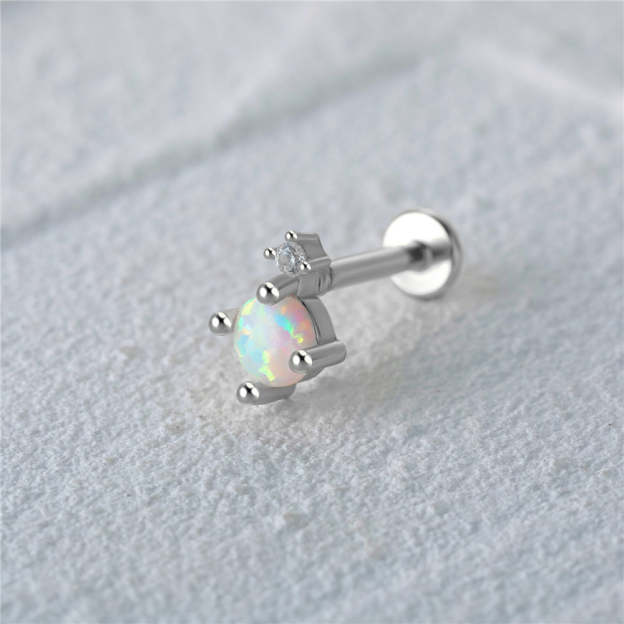 Opal Drop Threaded Ear Piercing Stud-Olarajewelry