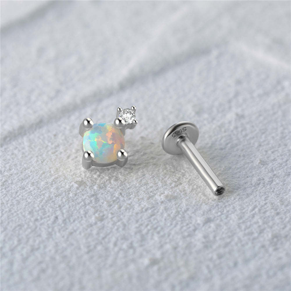 Opal Drop Threaded Ear Piercing Stud-Olarajewelry