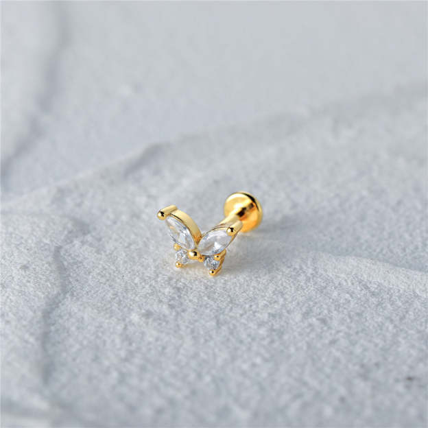 S925 Butterfly Marquise Zircon Ear Piercing Stud-Olarajewelry
