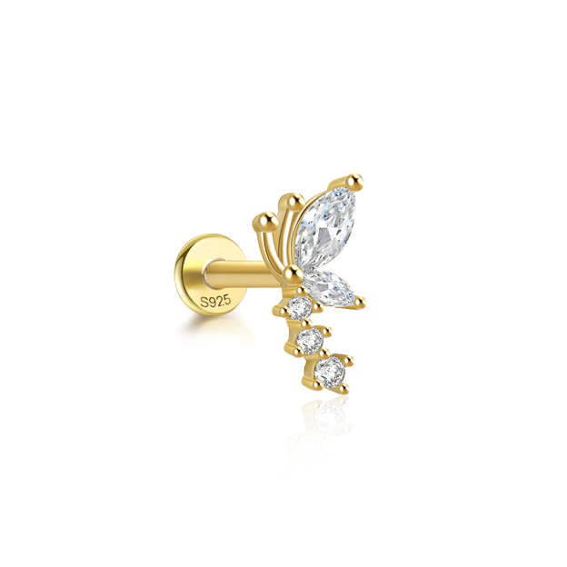 S925 Vibrant Butterfly Ear Piercing Stud-Olarajewelry