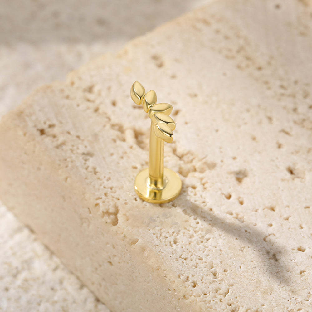 S925 Glossy Petals Ear Piercing Stud-Olarajewelry