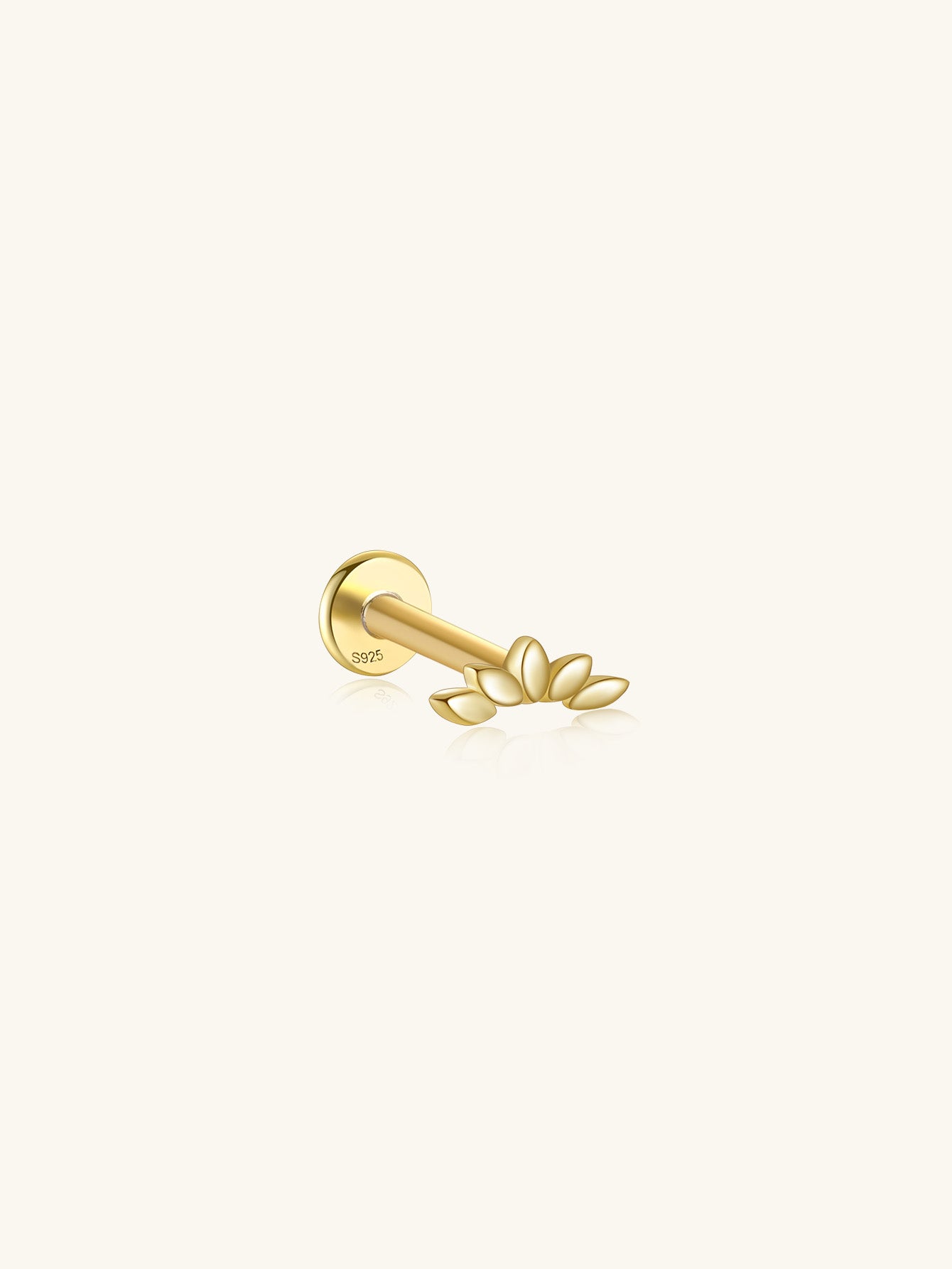 S925 Glossy Petals Ear Piercing Stud-Olarajewelry