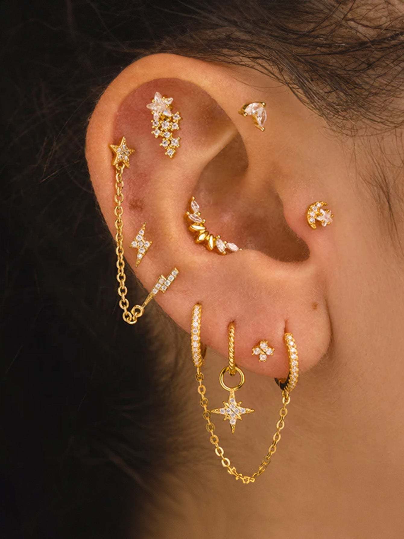 S925 Marquise Arch Zircon Threaded Ear Piercing Stud-Olarajewelry