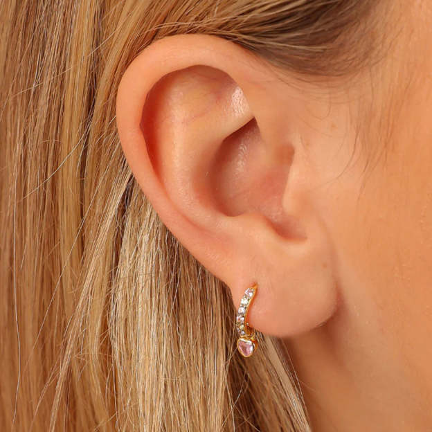 Olara Heart Zircon Dangle Women Fine Drop Earrings-Olarajewelry