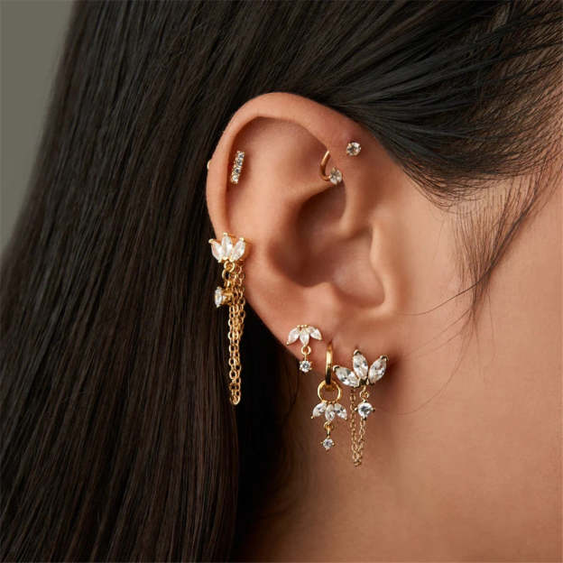 S925 Flower Zircon Pendant Drop Earring Women Anniversary Fine Jewelry-Olarajewelry