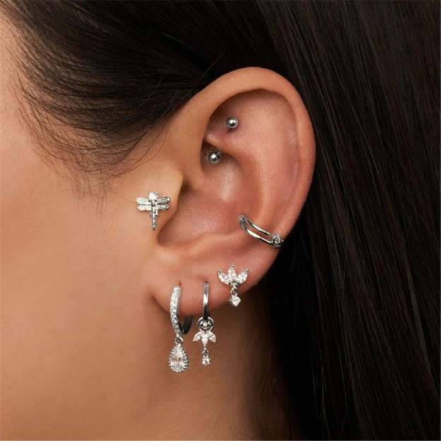 S925 Flower Zircon Pendant Drop Earring Women Anniversary Fine Jewelry-Olarajewelry