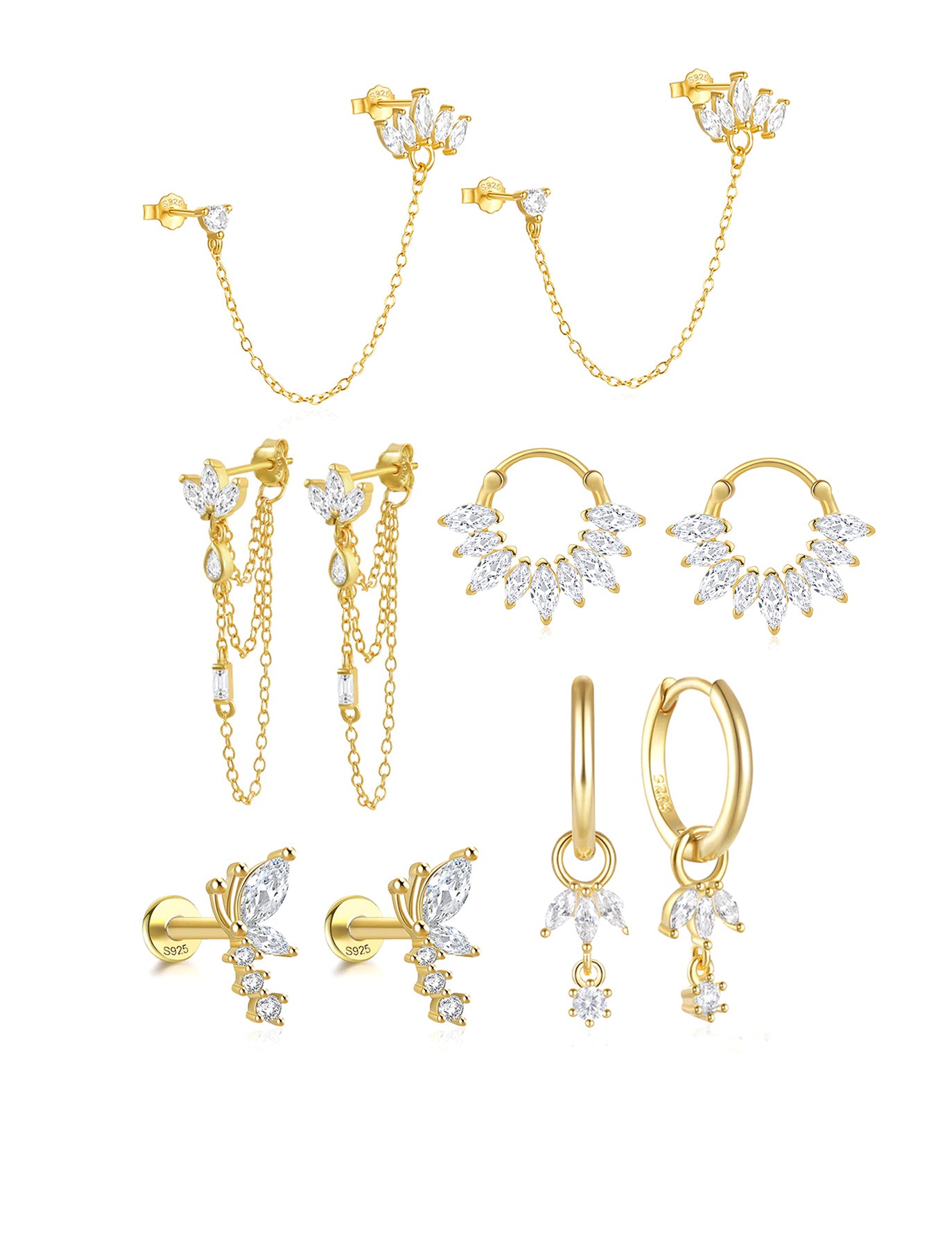 S925 Fashionable Versatile Flower 5 Piece Series-Olarajewelry