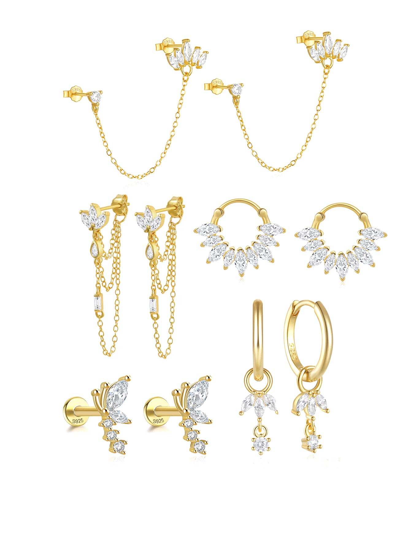 S925 Fashionable Versatile Flower 5 Piece Series-Olarajewelry