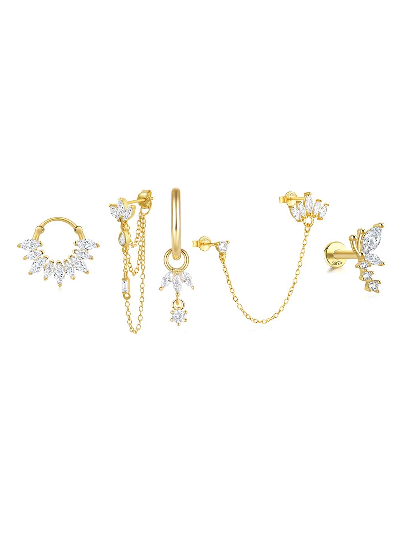 S925 Fashionable Versatile Flower 5 Piece Series-Olarajewelry