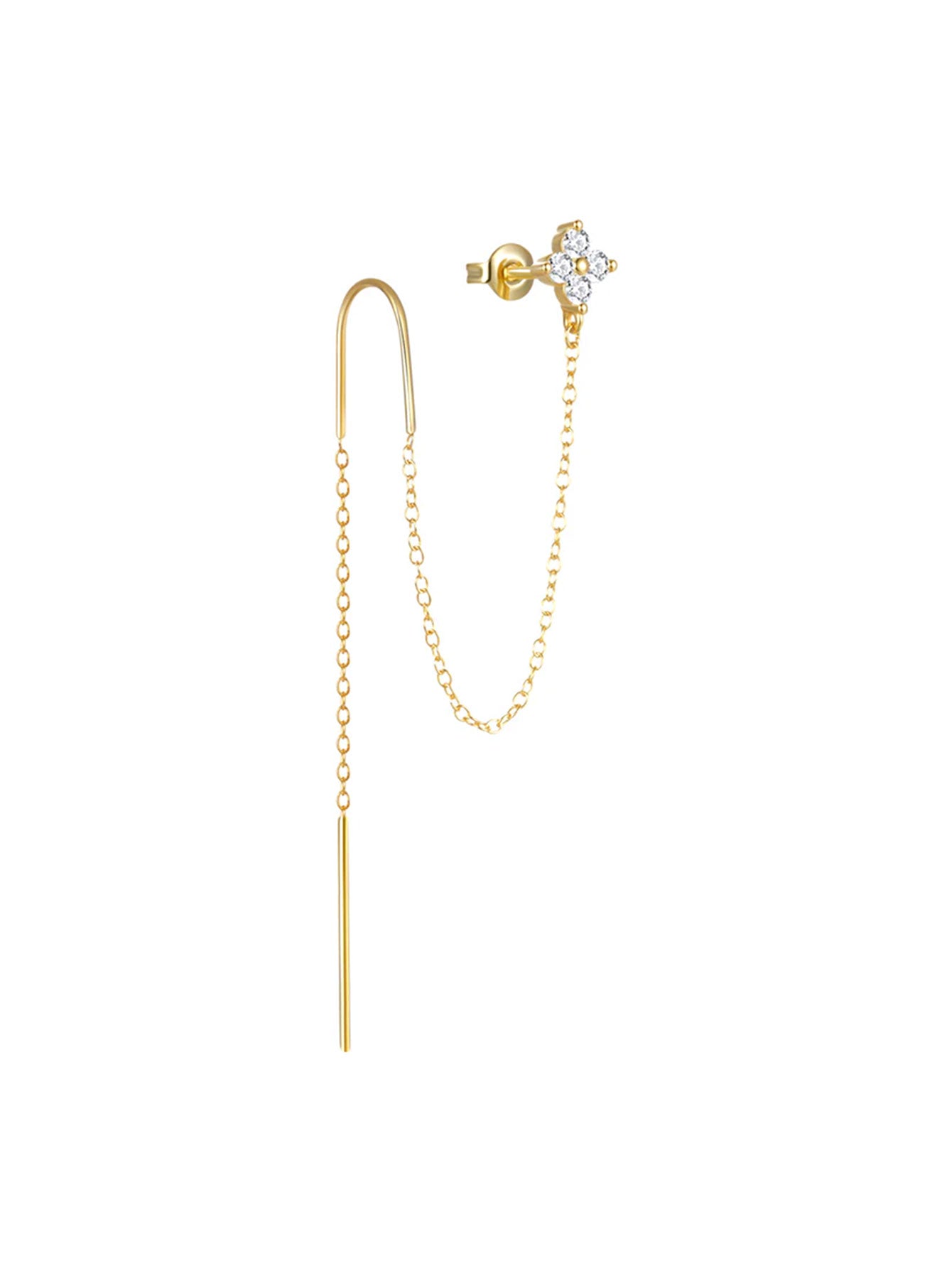 S925 Chain Flower Zircon Earrings-Olarajewelry