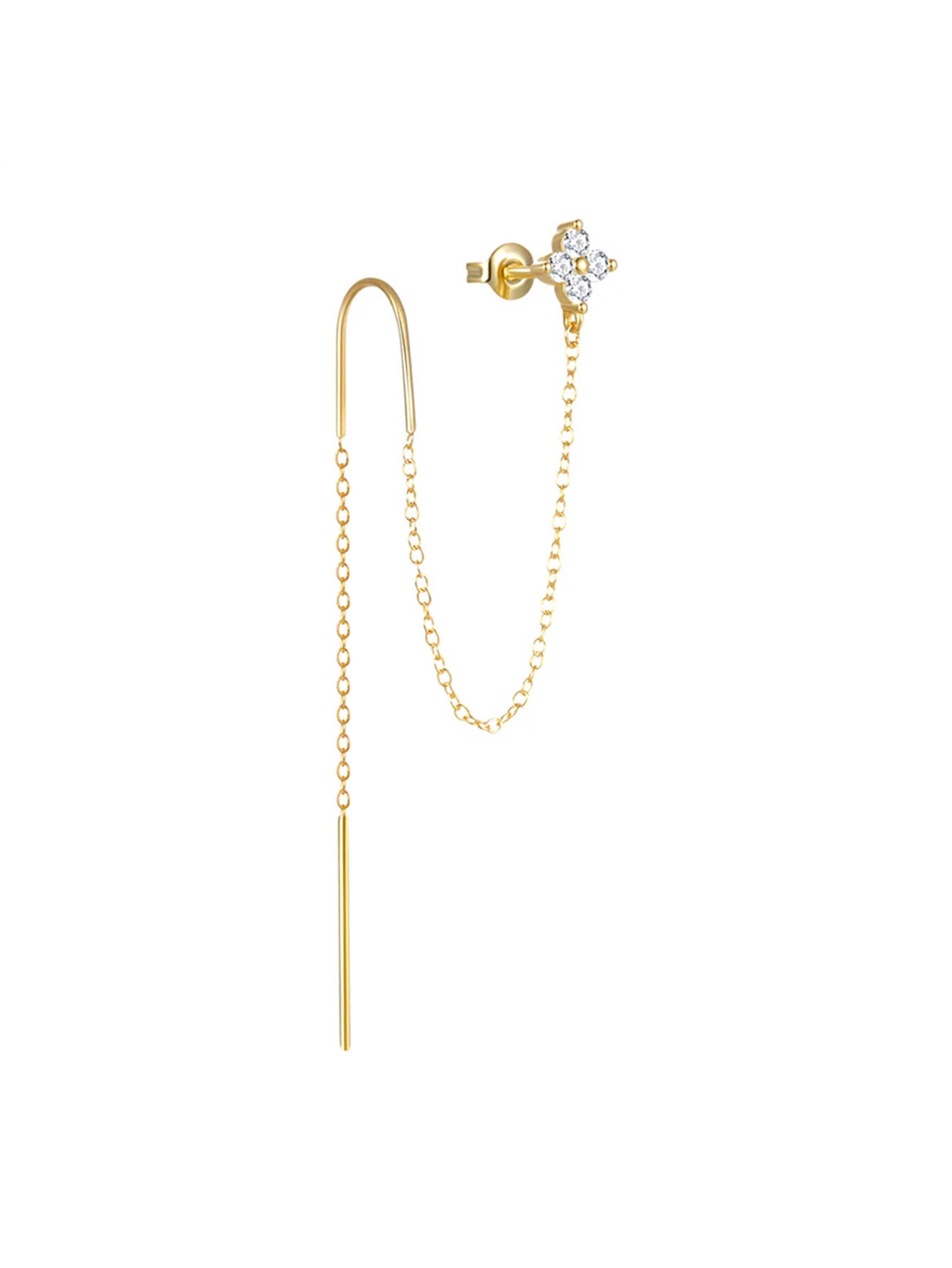 S925 4 Piece Chain Zircon Stud Hoop Earring Set Series-Olarajewelry