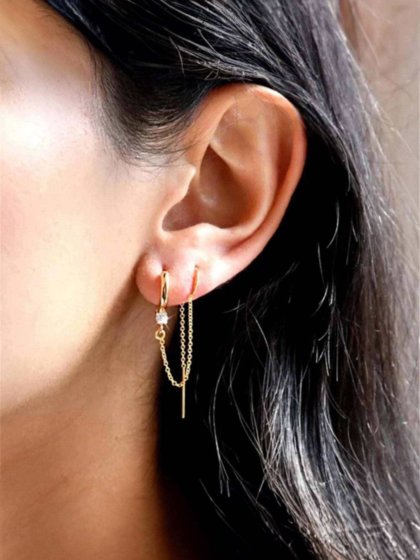 Olara S925 Tassel Zircon Classic Threader Earrings-Olarajewelry