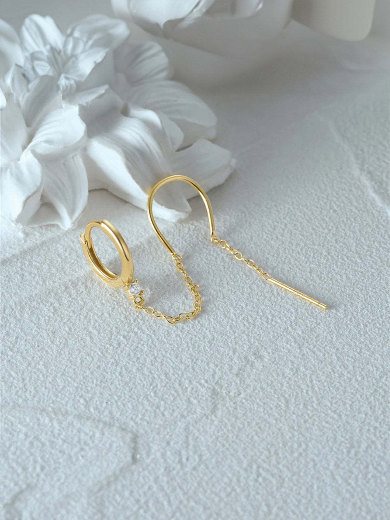 Olara S925 Tassel Zircon Classic Threader Earrings-Olarajewelry