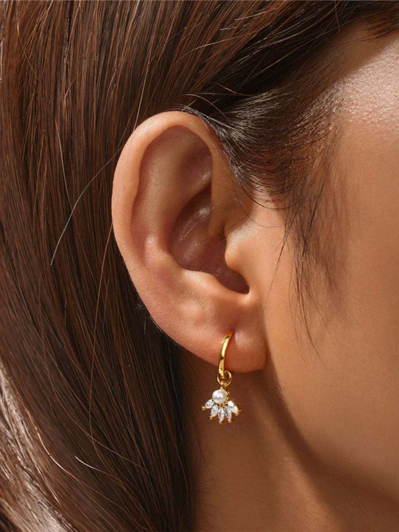 S925 Chain Flower Zircon Earrings-Olarajewelry