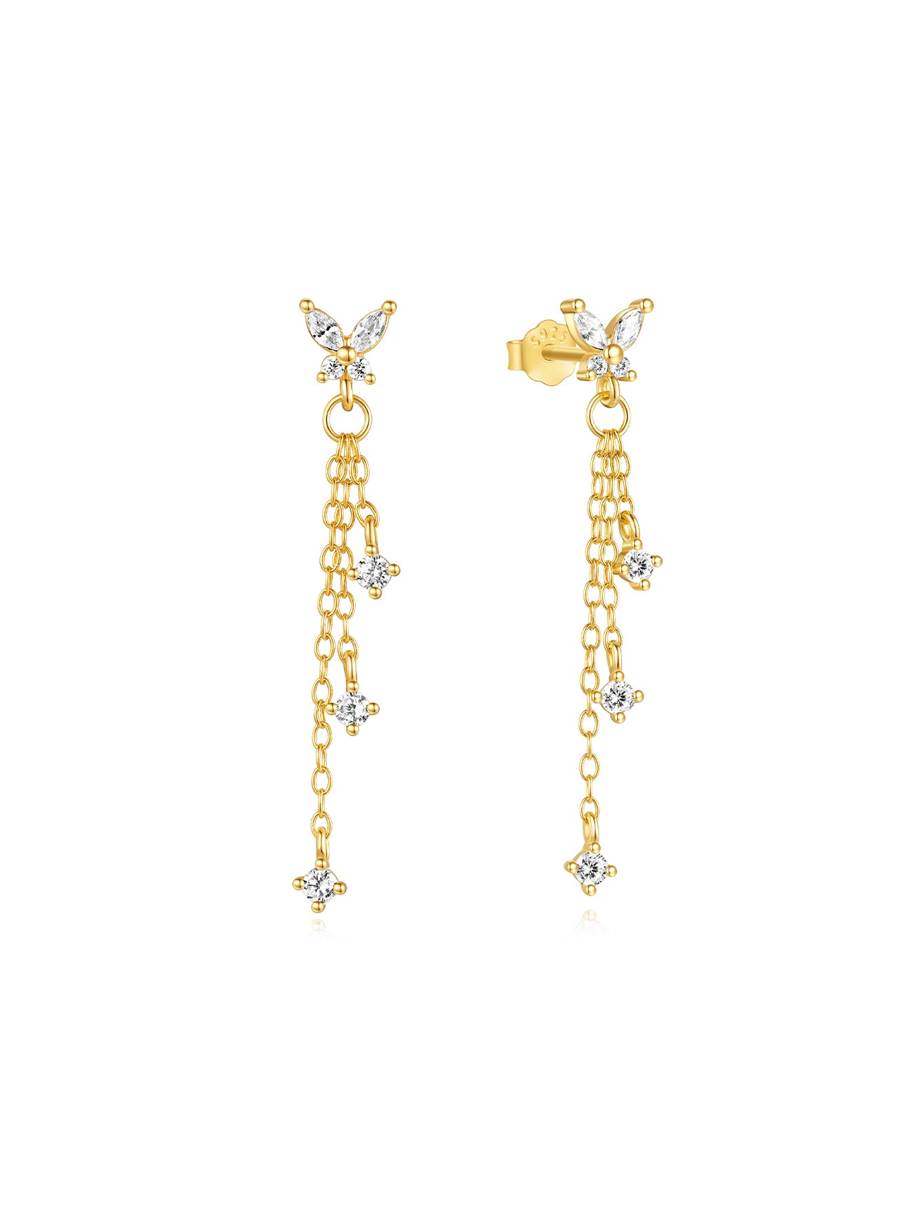 S925 Tassel Butterfly Pendant Zircon Earrings Series-Olarajewelry