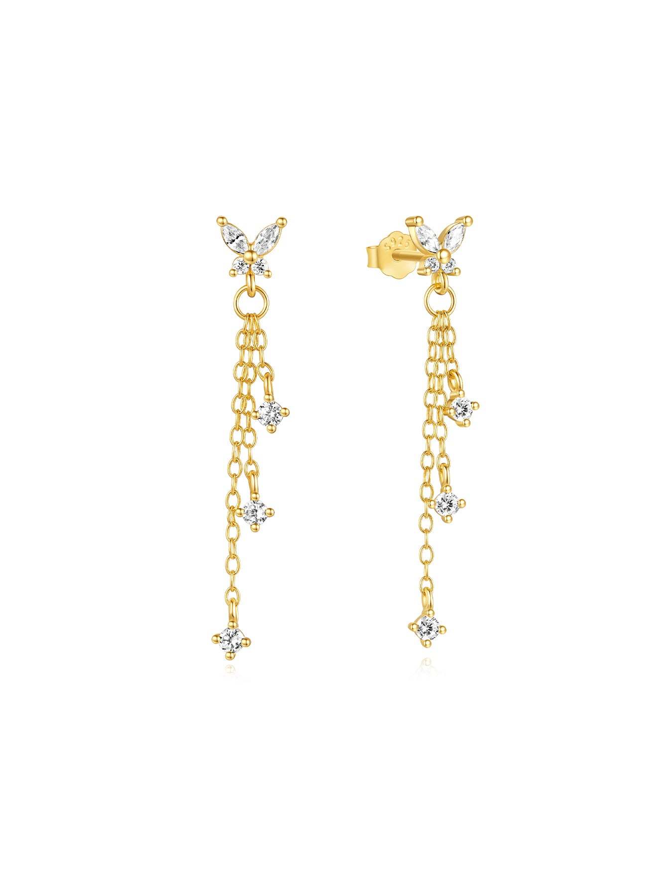 S925 Tassel Butterfly Pendant Zircon Earrings Series-Olarajewelry