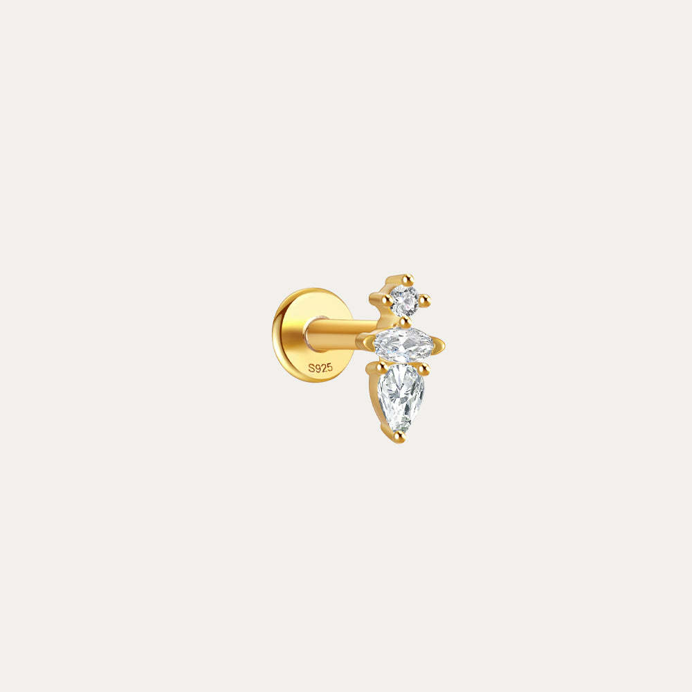 Crown Flat End Ear Piercing Stud Set-Olarajewelry